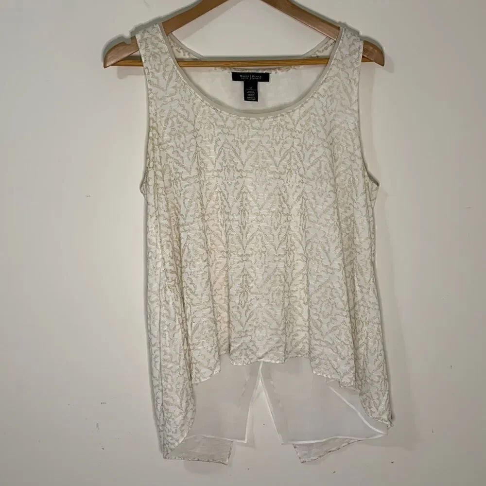 White House Black Market Women's Split Back Sleeveless Blouse Layered M